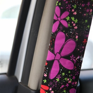 Personalised Canvas Cloth Cotton Floral Print Auto Seat Safety Belt Covers Car Decoration 2pcs - Rose