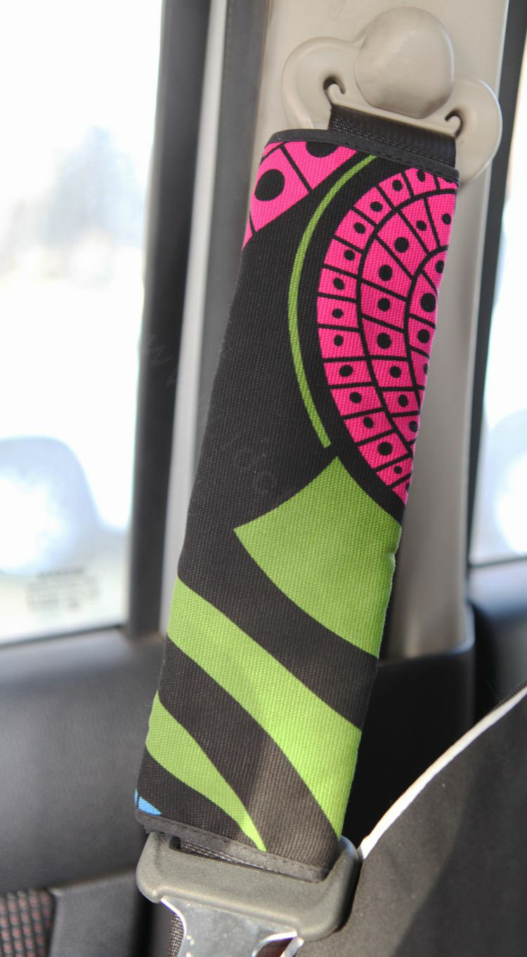 Personalised Canvas Cloth Cotton Gypsy Auto Seat Safety Belt Covers Car Decoration 2pcs - Rose