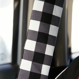 Personalised Canvas Cloth Cotton Lattice Auto Seat Safety Belt Covers Car Decoration 2pcs - White