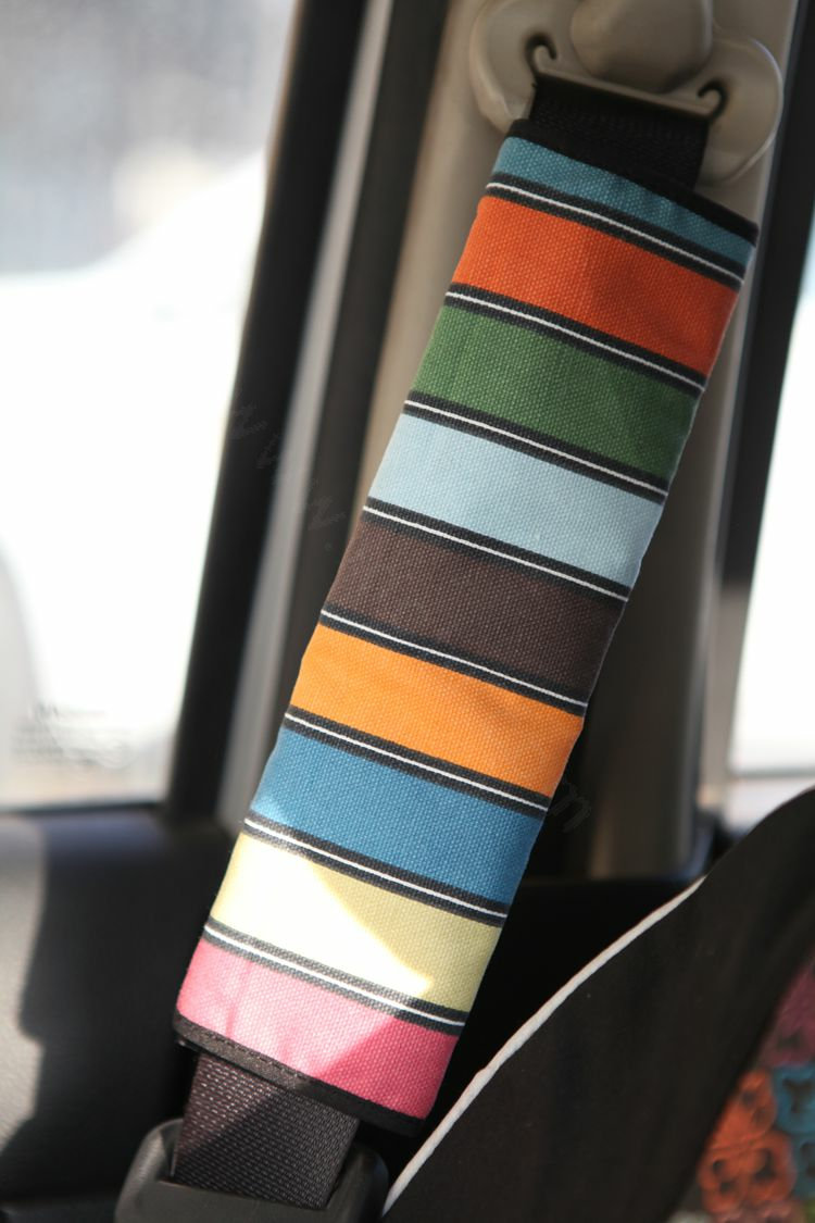 Personalised Canvas Cloth Cotton Line Auto Seat Safety Belt Covers Car Decoration 2pcs - Multicolor