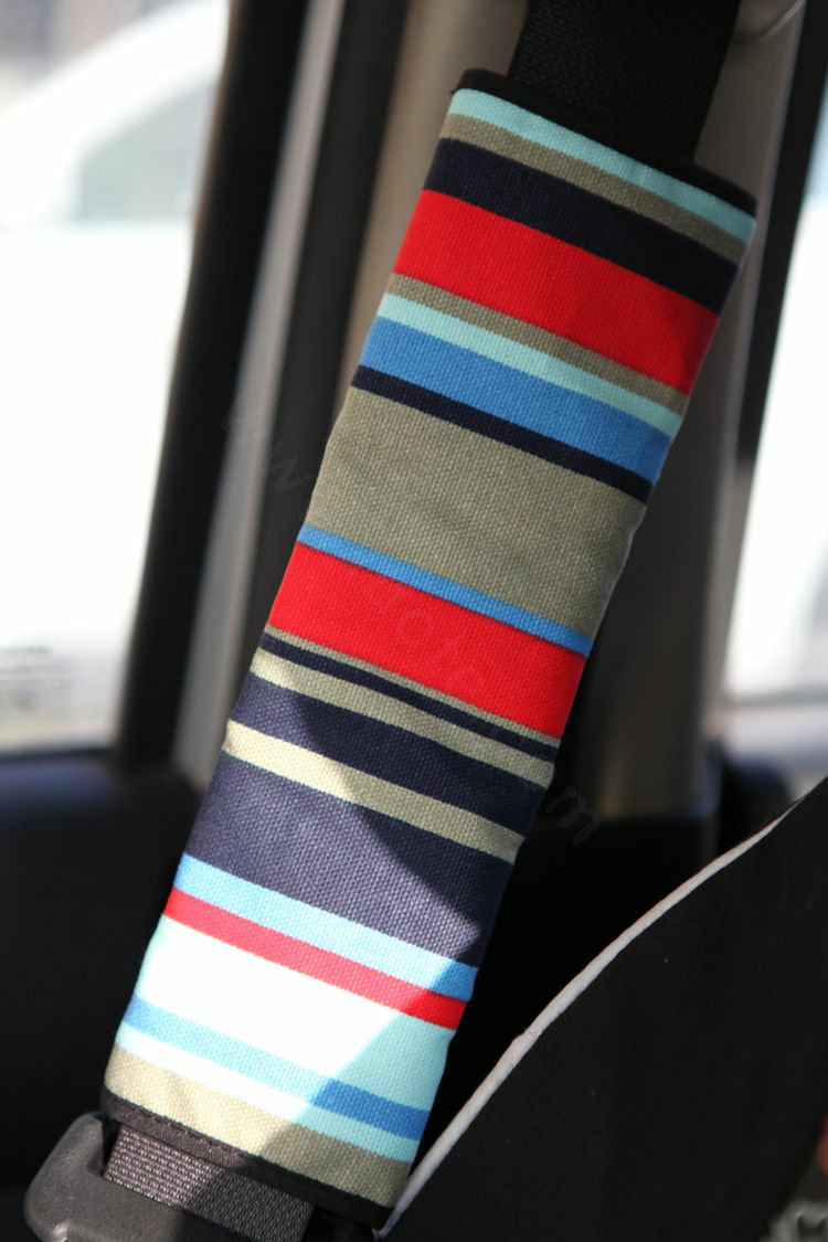 Personalised Canvas Cloth Cotton Line Auto Seat Safety Belt Covers Car Decoration 2pcs - Red