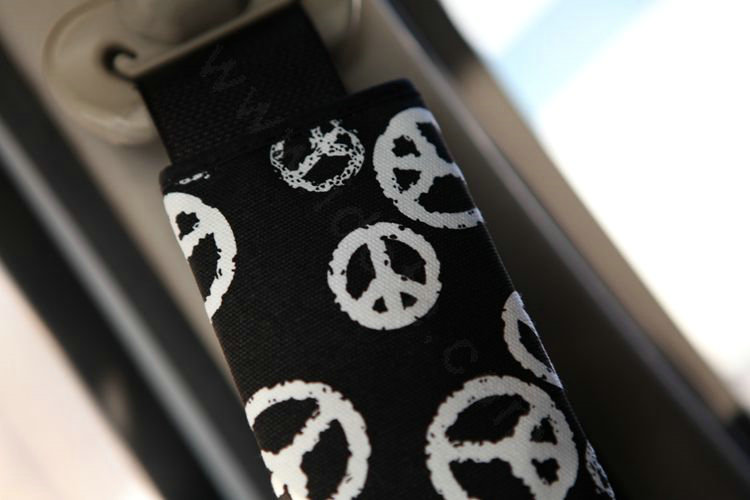 Personalised Canvas Cloth Cotton Peace Sign Auto Seat Safety Belt Covers Car Decoration 2pcs - White