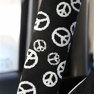 Personalised Canvas Cloth Cotton Peace Sign Auto Seat Safety Belt Covers Car Decoration 2pcs - White