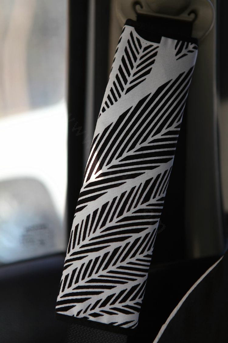 Personalised Canvas Cloth Cotton Peacock Feather Auto Seat Safety Belt Covers Car Decoration 2pcs - White