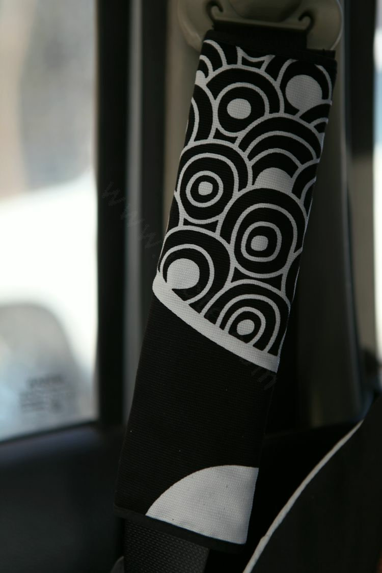 Personalised Canvas Cloth Cotton Polka Dot Auto Seat Safety Belt Covers Car Decoration 2pcs - Black