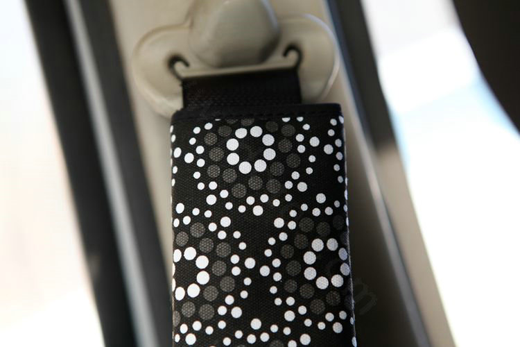 Personalised Canvas Cloth Cotton Snowflake Auto Seat Safety Belt Covers Car Decoration 2pcs - Black