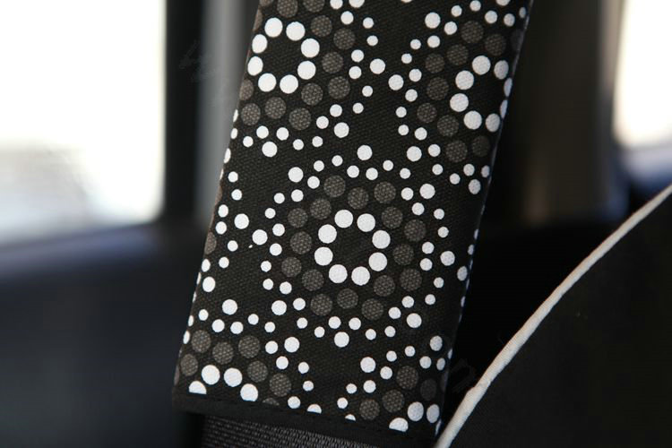 Personalised Canvas Cloth Cotton Snowflake Auto Seat Safety Belt Covers Car Decoration 2pcs - Black