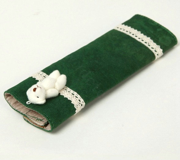 Pretty Bud Silk Velvet Automotive Seat Safety Belt Covers Car Decoration 2pcs - Green