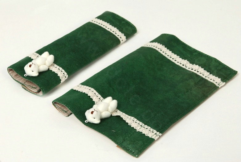 Pretty Bud Silk Velvet Automotive Seat Safety Belt Covers Car Decoration 2pcs - Green