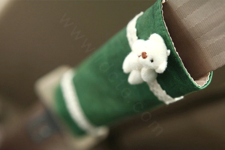 Pretty Bud Silk Velvet Automotive Seat Safety Belt Covers Car Decoration 2pcs - Green