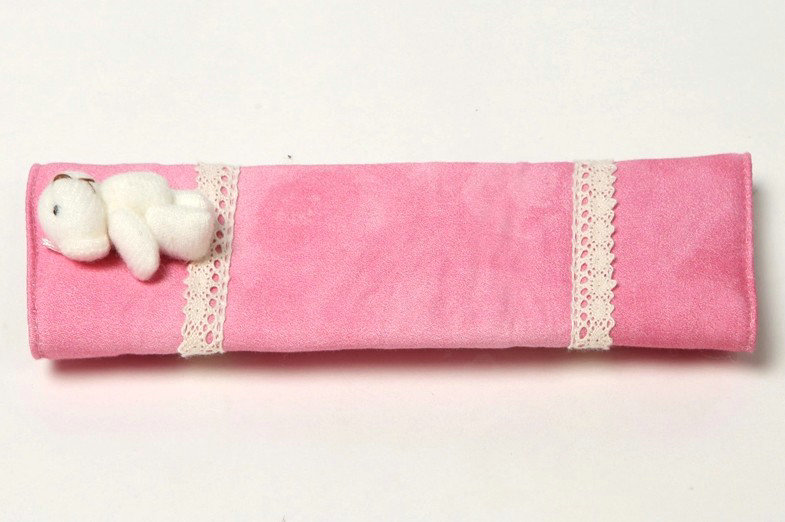 Pretty Bud Silk Velvet Automotive Seat Safety Belt Covers Car Decoration 2pcs - Pink