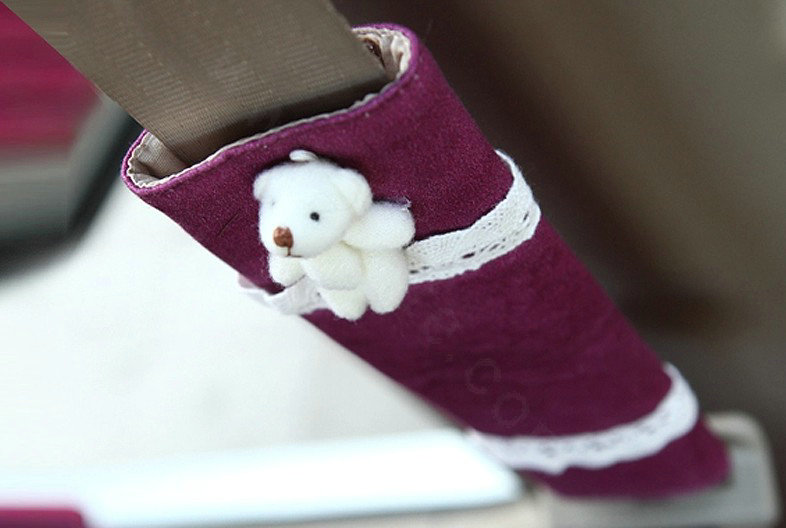 Pretty Bud Silk Velvet Automotive Seat Safety Belt Covers Car Decoration 2pcs - Purple