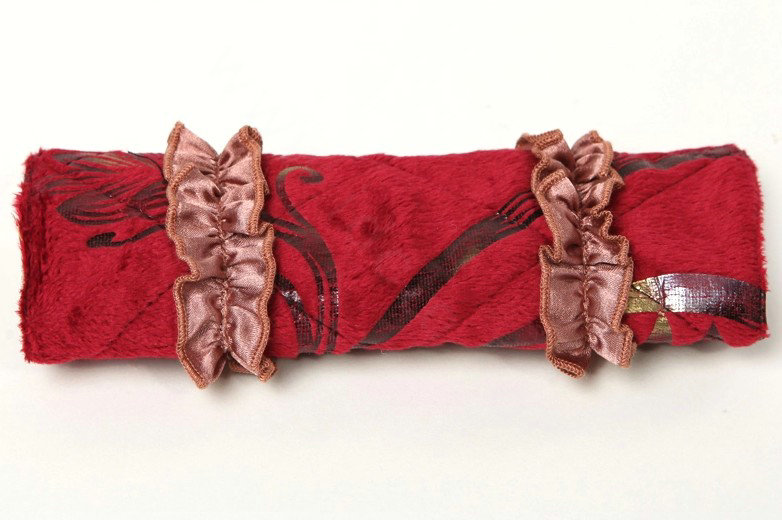 Pretty Bud Silk Velvet Automotive Seat Safety Belt Covers Car Decoration 2pcs - Red