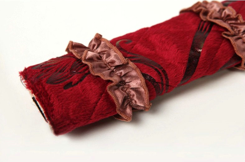 Pretty Bud Silk Velvet Automotive Seat Safety Belt Covers Car Decoration 2pcs - Red