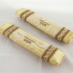 Pretty Flower Print Synthetic Fiber Automotive Seat Safety Belt Covers Car Decoration 2pcs - Beige