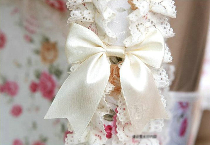 Princess Bud Silk Flower Print Synthetic Fiber Automotive Seat Safety Belt Covers Car Decoration 2pcs - Beige