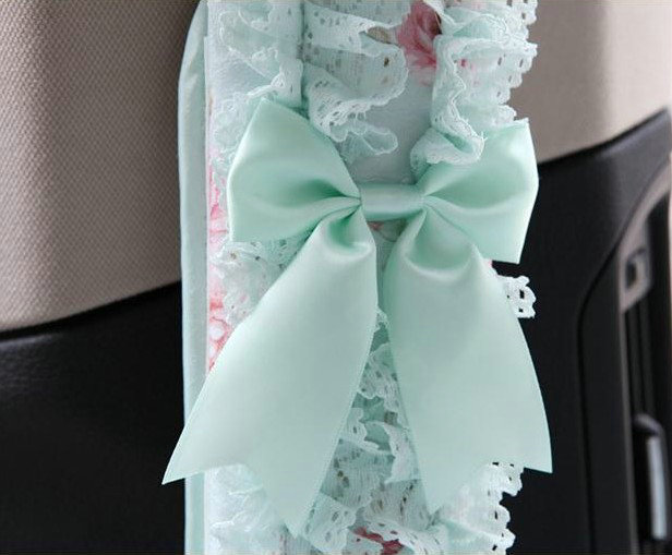 Princess Bud Silk Flower Print Synthetic Fiber Automotive Seat Safety Belt Covers Car Decoration 2pcs - Blue