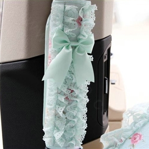 Princess Bud Silk Flower Print Synthetic Fiber Automotive Seat Safety Belt Covers Car Decoration 2pcs - Blue