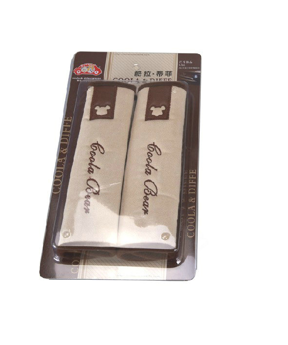 Unique Cartoon Coola Bear Synthetic Fiber Automotive Seat Safety Belt Covers Car Decoration 2pcs - Beige