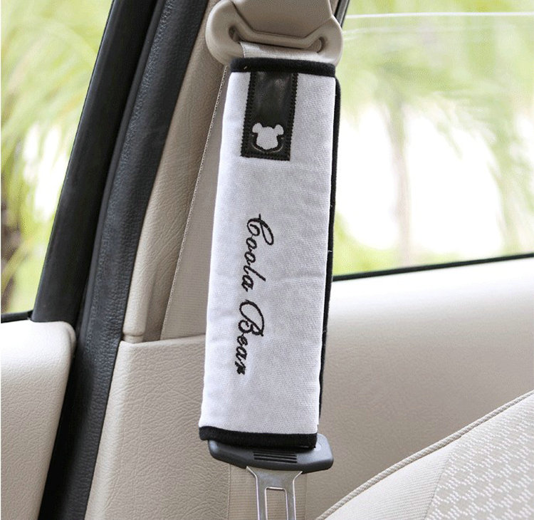 Unique Cartoon Coola Bear Synthetic Fiber Automotive Seat Safety Belt Covers Car Decoration 2pcs - Grey
