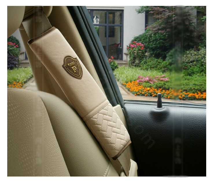 Unique Pabi Synthetic Fiber Automotive Seat Safety Belt Covers Car Decoration 2pcs - Beige