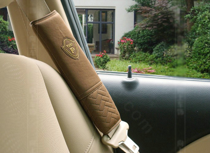 Unique Pabi Synthetic Fiber Automotive Seat Safety Belt Covers Car Decoration 2pcs - Brown