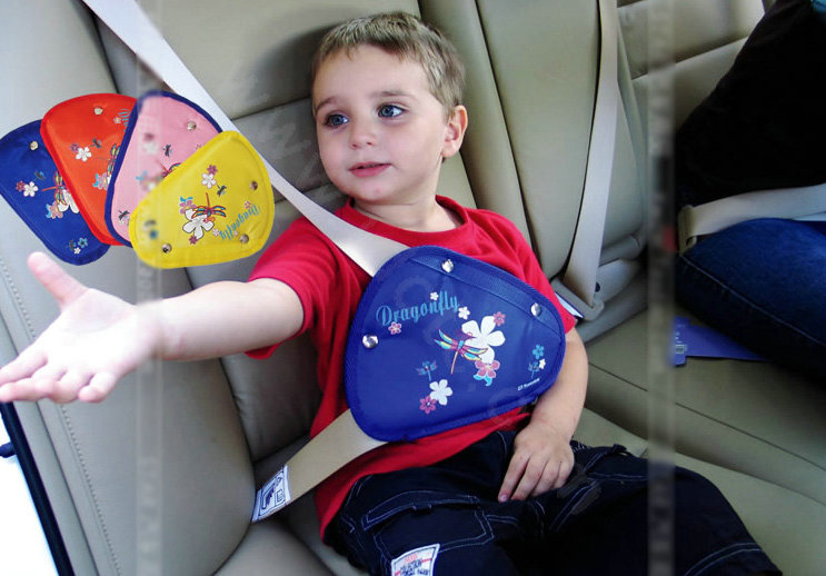 Best Dragonfly Flower Nylon Cotton Auto Car Seat Safety Belt Adjuster Strap Covers For Children- Blue