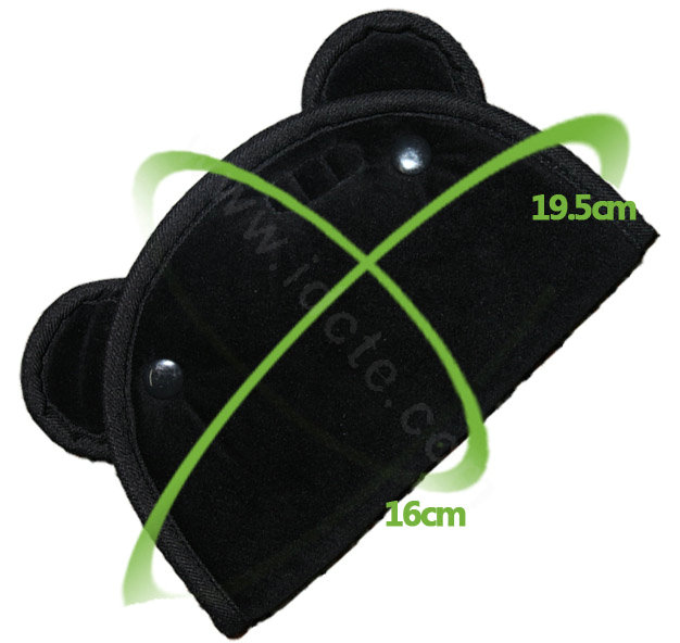 High Quality Bear Velvet Auto Car Seat Safety Belt Adjuster Strap Covers For Kids - Black