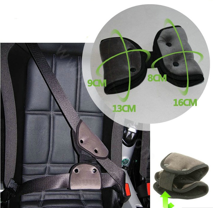 High Quality Velvet Cotton Auto Car Seat Safety Belt Adjuster Strap Covers For Kids - Grey