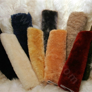 Winter Fake Sheepskin Auto Seat Safety Belt Covers Pads Car Decoration 2pcs - Beige