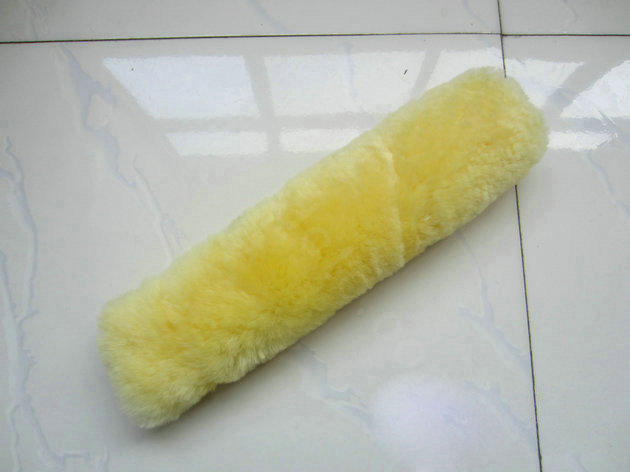 Winter Fake Sheepskin Auto Seat Safety Belt Covers Pads Car Decoration 2pcs - Yellow