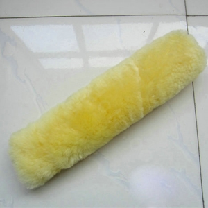 Winter Fake Sheepskin Auto Seat Safety Belt Covers Pads Car Decoration 2pcs - Yellow