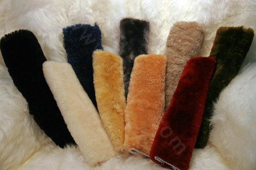 Winter Fake Sheepskin Auto Seat Safety Belt Covers Shoulder Pads Car Decoration 2pcs - Grey