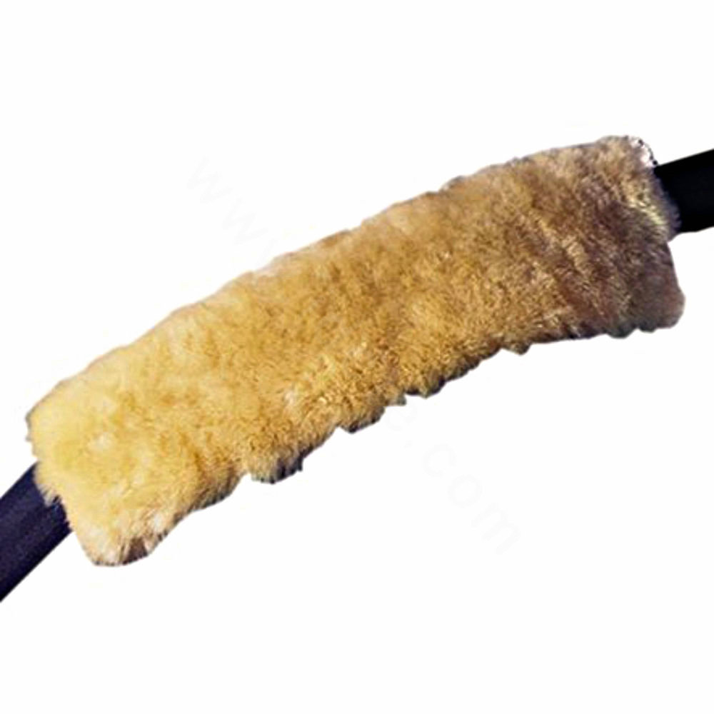 Winter Genuine Sheepskin Auto Seat Safety Belt Covers Pads Car Decoration 2pcs - Yellow