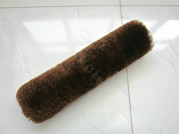 Winter Imitation Sheepskin Auto Seat Safety Belt Covers Pads Car Decoration 2pcs - Coffee