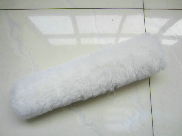 Winter Synthetic Sheepskin Auto Seat Safety Belt Covers Pads Car Decoration 2pcs - White