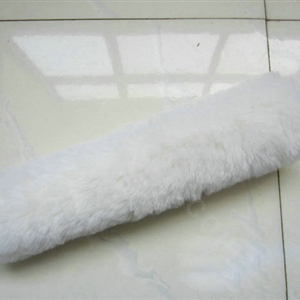 Winter Synthetic Sheepskin Auto Seat Safety Belt Covers Pads Car Decoration 2pcs - White