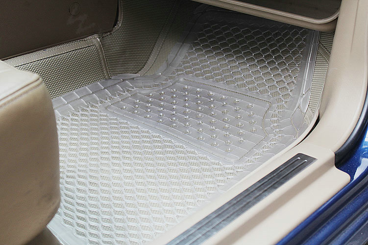 Best Clear PVC Plastic Universal Waterproof Auto Foot Carpet Car Floor Mats 5pcs Sets - White