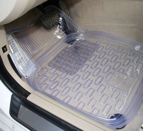 Cheap Clear PVC Plastic Universal Vehicle Auto Foot Carpet Car Floor Mats 5pcs Sets - White