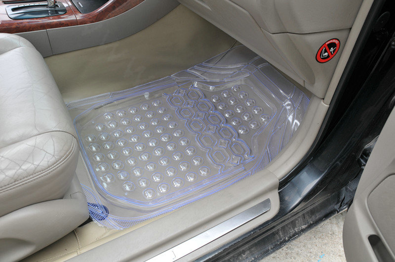 Cheap Clear PVC Plastic Universal Vehicle Auto Foot Carpet Car Floor Mats 5pcs Sets - White