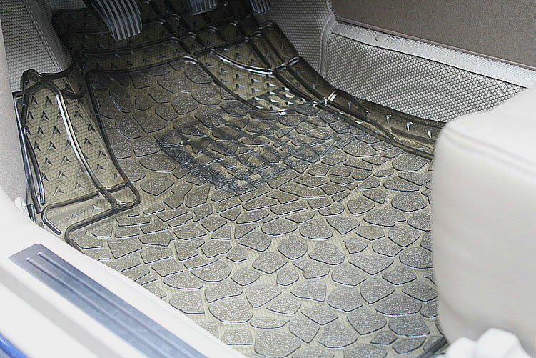 Classic Clear PVC Plastic Universal Waterproof Auto Foot Carpet Car Floor Mats 5pcs Sets - Beige