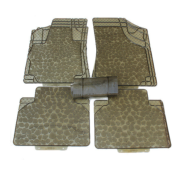 Classic Clear PVC Plastic Universal Waterproof Auto Foot Carpet Car Floor Mats 5pcs Sets - Beige