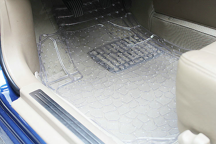 Classic Clear PVC Plastic Universal Waterproof Auto Foot Carpet Car Floor Mats 5pcs Sets - White