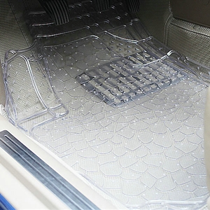 Classic Clear PVC Plastic Universal Waterproof Auto Foot Carpet Car Floor Mats 5pcs Sets - White