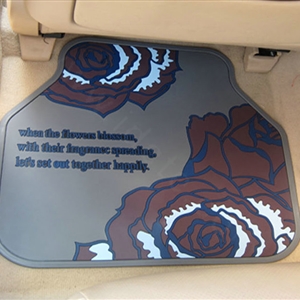 Classic Peony Flower Waterproof Universal Automotive Carpet Car Floor Mats Rubber 5pcs Sets - Red