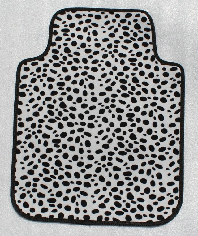 Classic Zebra Pinto Print Universal Automotive Carpet Car Floor Mats Rubber 5pcs Sets - Black