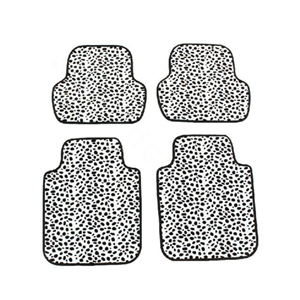 Classic Zebra Pinto Print Universal Automotive Carpet Car Floor Mats Rubber 5pcs Sets - Black