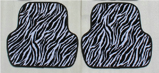 Classic Zebra Print Universal Automotive Carpet Car Floor Mats Suede 5pcs Sets - Black