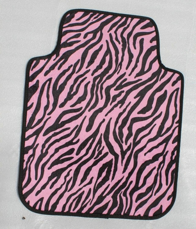 Classic Zebra Print Universal Automotive Carpet Car Floor Mats Suede 5pcs Sets - Pink