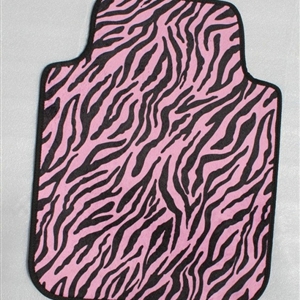 Classic Zebra Print Universal Automotive Carpet Car Floor Mats Suede 5pcs Sets - Pink